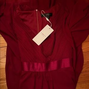 Ever Pretty Long Sleeve Burgundy Dress